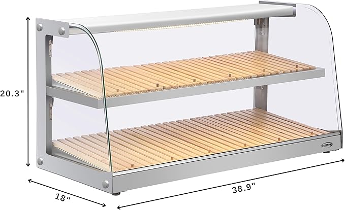 KoolMore 40 in. Glass Countertop Dry Bakery Display Case with Two Shelves and Bamboo Trays (DC-53C-B)