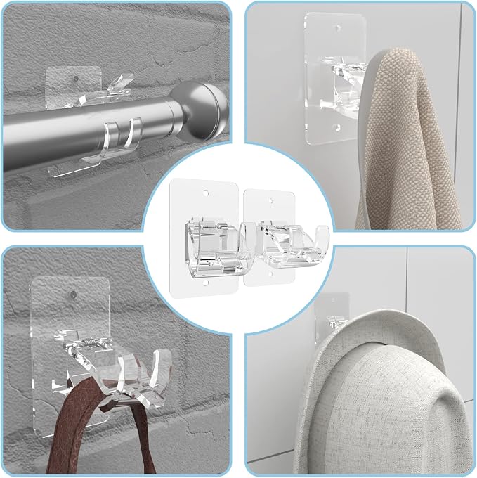 4 Pieces Self Adhesive Curtain Rod Bracket, Universal Plastic Curtain Rod - Image 7