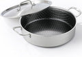 DELARLO 7Quart Tri-Ply Stainless Steel Non Stick Braiser Pan with Lid,Deep Frying Pan,Large Induction Skillet,Jumbo Cooker,Heavy Duty and Oven Safe.Large Saute Pan,Dishwasher and Oven Safe to 550℉