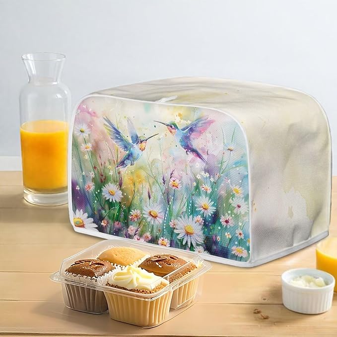 Hummingbird Daisy Print Toaster 2 Slice Cover Universal Size Kitchen Appliance Cover Fingerprint Protection Kitchen Home Decor
