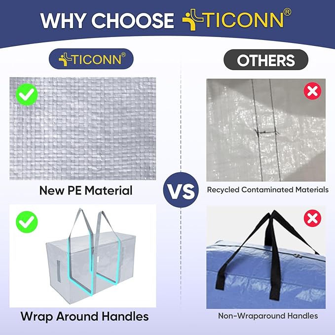 TICONN 2 Pack Extra Large Moving Bags Heavy Duty - Image 4