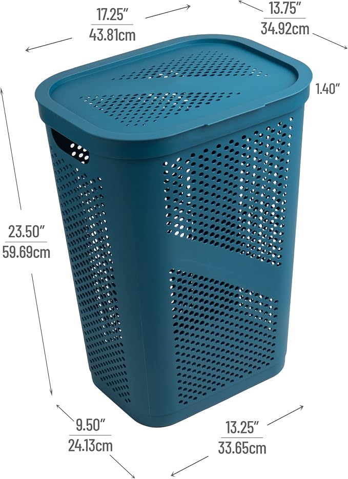 Mind Reader 60L Slim Laundry Hamper, Clothes Basket, Ventilated - Image 3