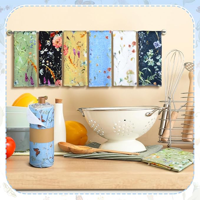 Reusable Kitchen Cloths Cotton Towel, 36 Pack, Rich Flowers - Image 4