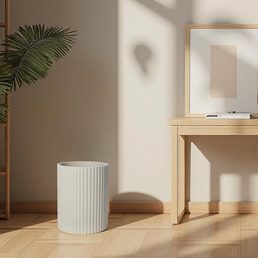 Beige Luxury Stone Bathroom Trash Can, Modern Bathroom Office Trash Can - Image 6