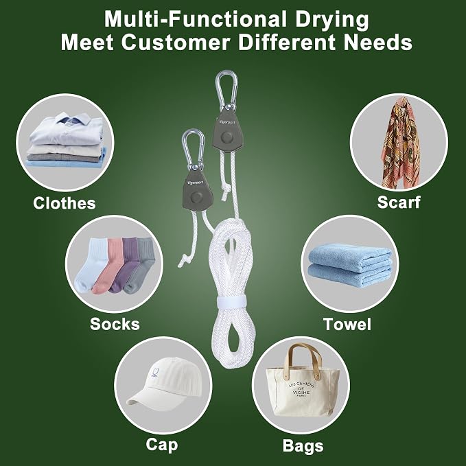 Vigorport Retractable Travel Clothesline, Portable Clothes Laundry Line - Image 5