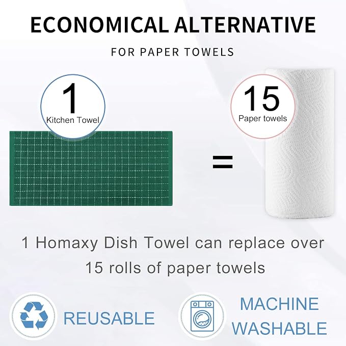 Homaxy Kitchen Towels and Dishcloths Set, Dark Green - Image 7