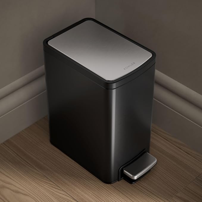 KOHLER 31319-BST Bathroom Trash Can, 1.6 Gallon, 6-Liter Step Can, Quiet-Close - Image 6