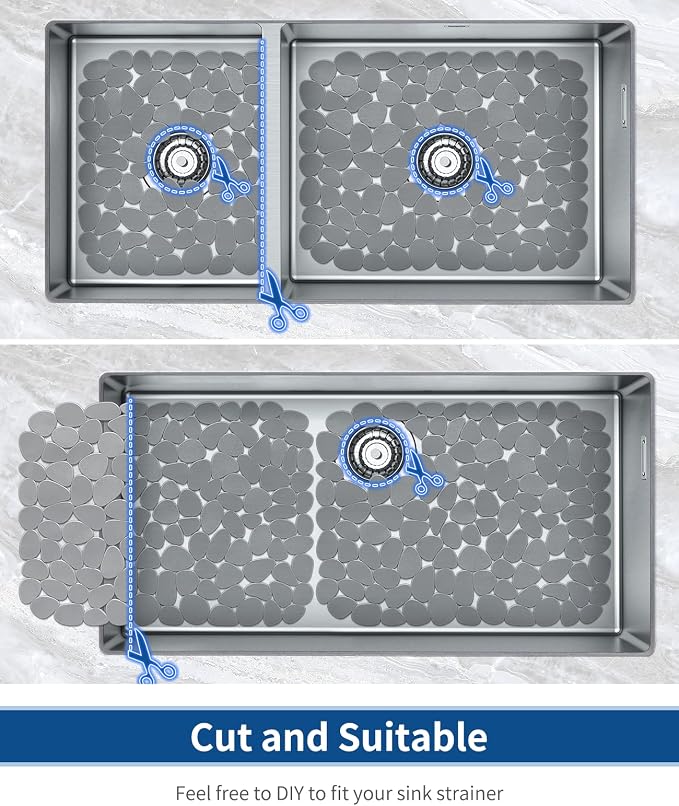 Bligli Pebble Sink Mat for Stainless Steel/Ceramic Sinks, 2 Pack PVC Sink - Image 3