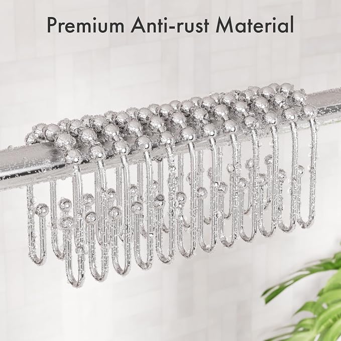 AmazerBath Shower Curtain Hooks Chrome Metal Shower Curtain Rings Rust Proof - Image 8