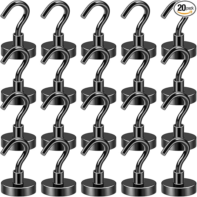 DIYMAG Magnetic Hooks 20pcs 50lbs Cruise Essentials 2026 Magnet Hook Black by DIYMAG