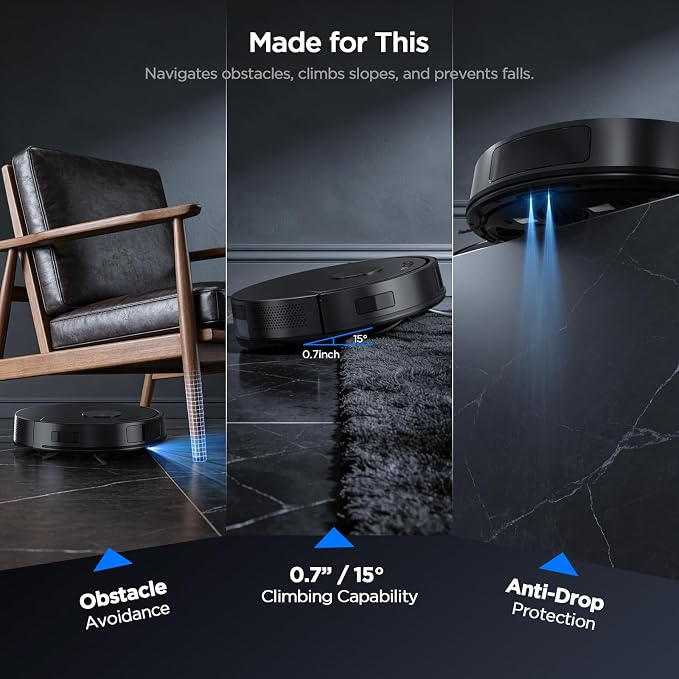 Robot Vacuum and Mop Combo, 8000Pa Strong Suction 2 in 1 Vacuum Robot - Image 5