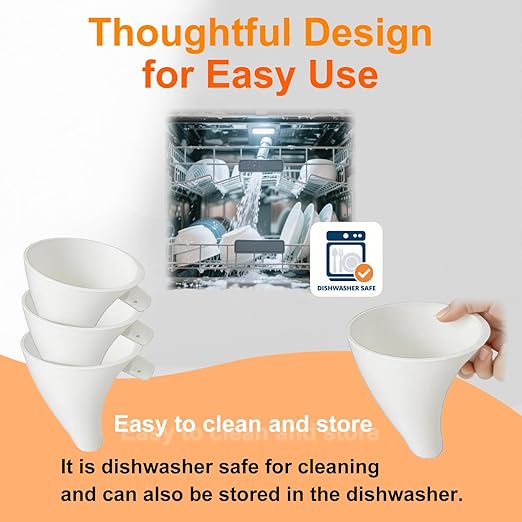 2Pcs White Flour Funnel for Kitchen Aid Mixer, Flour Funnel Accessories for Kitchen Aid Artisan KSM150 5-Quart Tilt-Head Stand Mixer,Plastic Powder Funnels with Easy-Pour, Prevents Spills and Messes