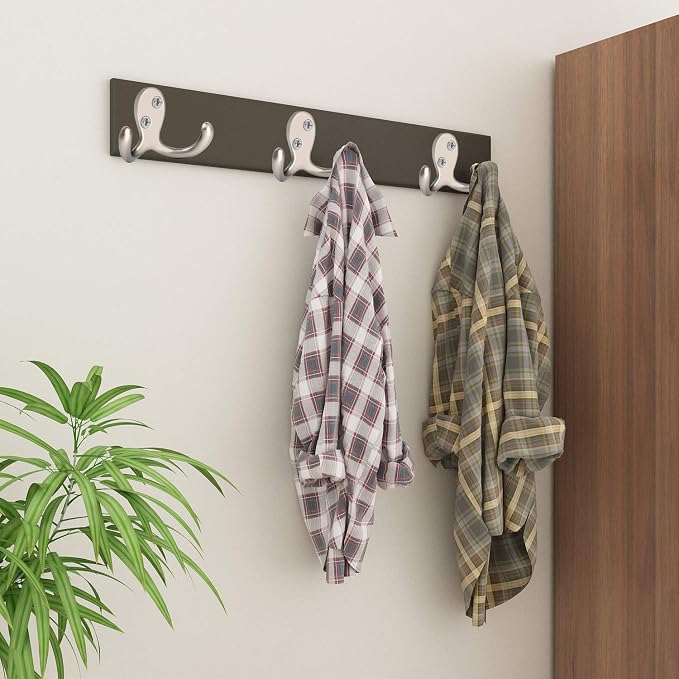 IBosins 20 Pack Silvery Double Prong Coat Hooks Wall Mounted - Image 4