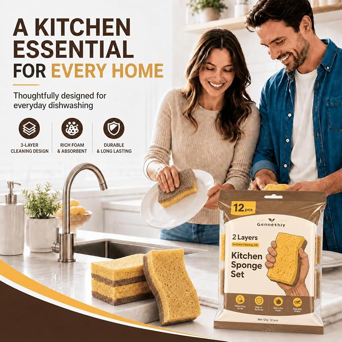 12 PCS Natural Sponges Kitchen, Dish Sponges - Image 9