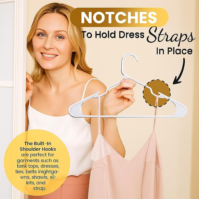 200 Pack Plastic Hanger for Shirt Pants Coats Dresses Skirts Suits Jackets - Image 6