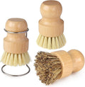 Bamboo Dish Brush Set with Holder, 2 Sisal & 1 Palm Scrub Brush | Natural by Unknown