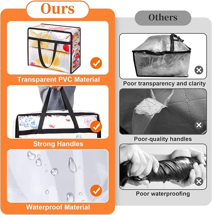 SpaceTrove Clear Storage Bags, foldable waterproof moving bags store comforters - Image 5