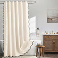 MIULEE 72"x84" Extra Long Scalloped Linen Shower Curtain Cream White by MIULEE