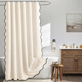 MIULEE 72"x90" Extra Long Scalloped Linen Shower Curtain Cream White by MIULEE