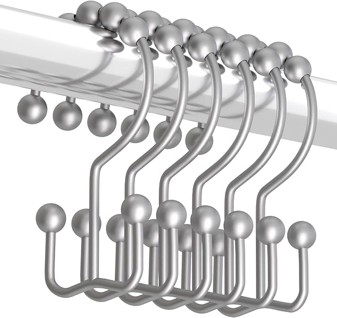 Titanker Shower Curtain Hooks Rings, Rust-Resistant Metal Double Glide Shower by Titanker