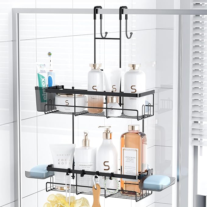 Over the Door Shower Caddy Hanging: No Drill Rustproof Shower Organizer by Aitatty