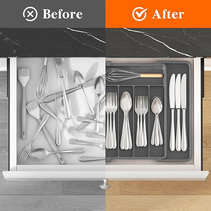 Lifewit Expandable Silverware Drawer Organizer, Kitchen Utensil Tray | BPA-free - Image 4