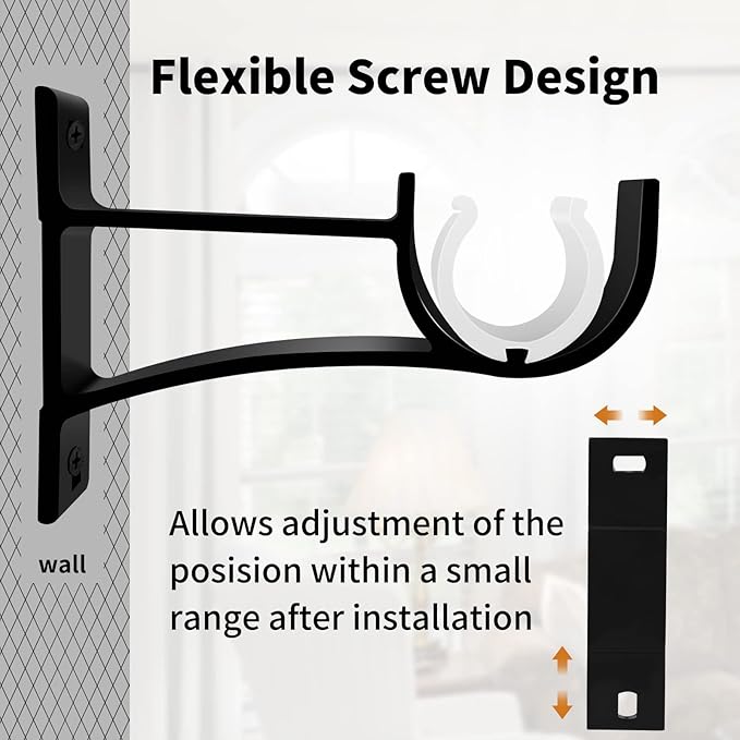 KOLAKO Curtain Rod Bracket, Heavy Duty Curtain Rod Holders Single Decorative - Image 9