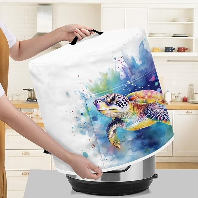 TODIYADDU Sea Turtle Air Fryer Cover Dust Cover Blue Tie Dye Instant Pot Pressure Cooker Cover Compatible with Most Kitchen Appliances Trendy Instant Pot Pressure Cooker Accessories Nice Gifts