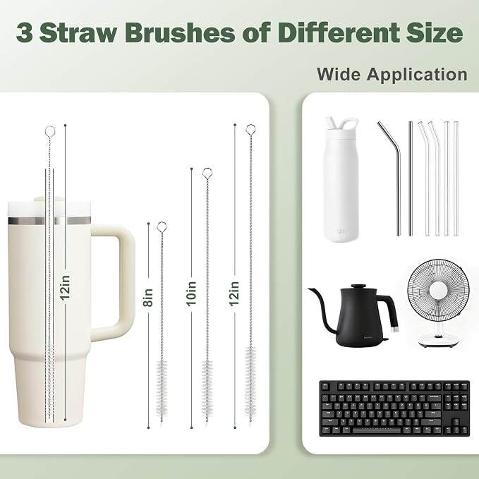 XYFuuee 5Pcs Water Bottle Cleaner Brush Set 5 in 1 Cup Straw Cleaning Brush | - Image 5