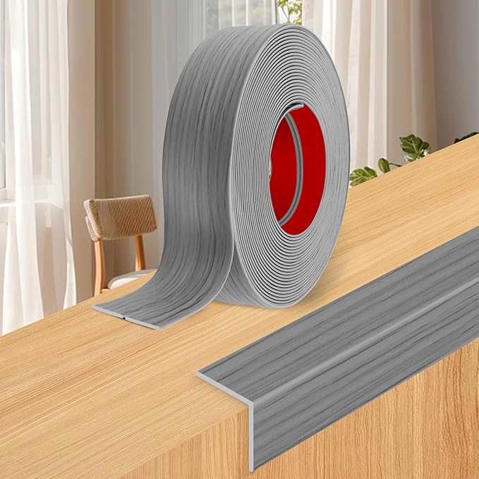 Wall Corner Protector Moulding Trim Peel and Stick Wall Corner Guards Trim Flexible Self Adhesive Edge Protector Moulding, 2.4 in x 20 Ft, Light Gray Wood