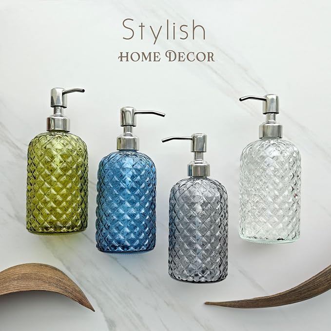 JASAI 18Oz Smoky Gray Glass Soap Dispenser - Image 7