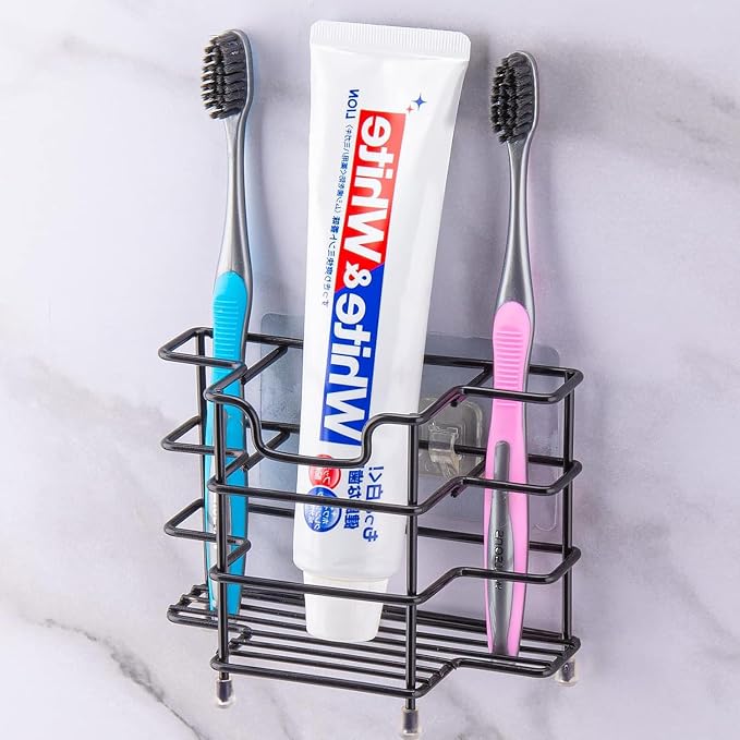 Toothbrush Holders for Bathroom, 3-Slot Black | Wall-mounted Hygienic Bathroom - Image 2