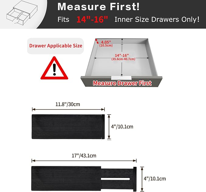 Utoplike Dresser Drawer Dividers, Spring Loaded, Works in Kitchen, Fit 14"-16" - Image 3