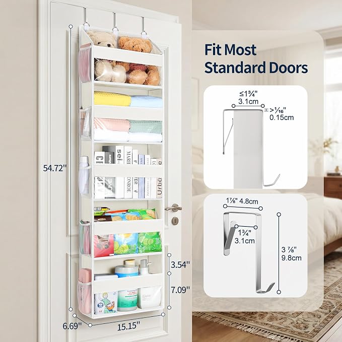 Yecaye 5 Tier Clear Over the Door Organizer Hanging, 5 Large Plastic Pockets - Image 2