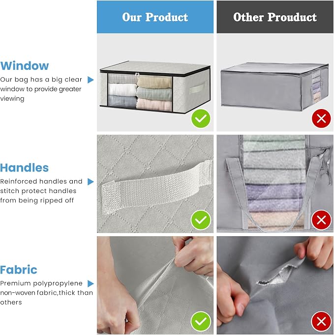 HomeHacks 6-Pack Clothes Organizer Storage Bags, 35L Storage Bins, Reinforced - Image 5
