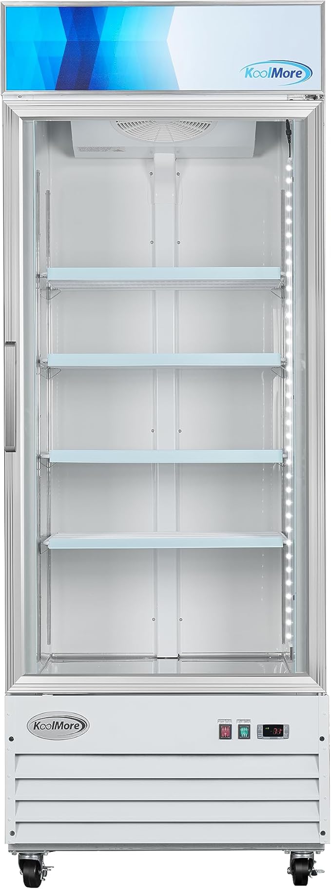 KoolMore 31 in. Commercial One Glass Door Display Upright Freezer Merchandiser in White 23 Cu. Ft. (MDF-1GD-23C-WH)