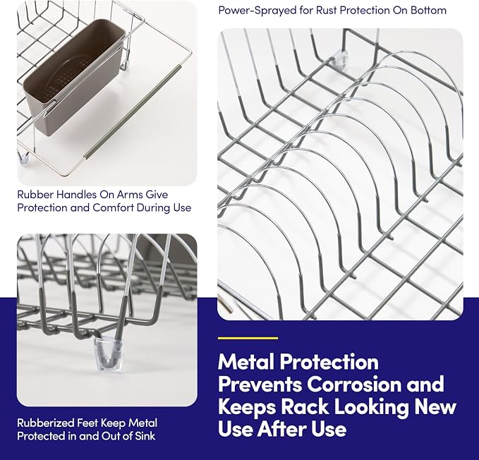 Dish Drying Rack Over the Sink Expandable to 24.5" Dish Drainer — Space-Saving - Image 4