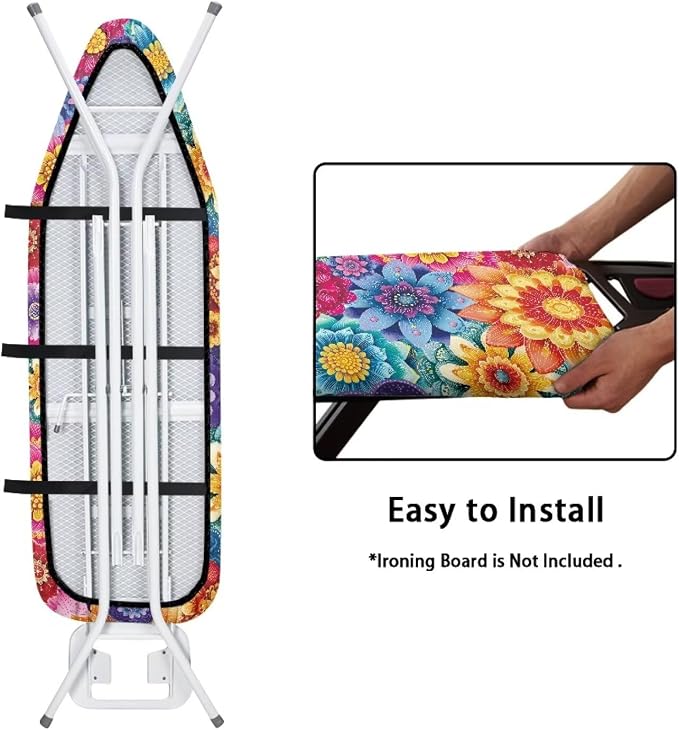 Colorful Flowers Ironing Board Cover Retro Dahlia Floral Iron Board Covers - Image 4