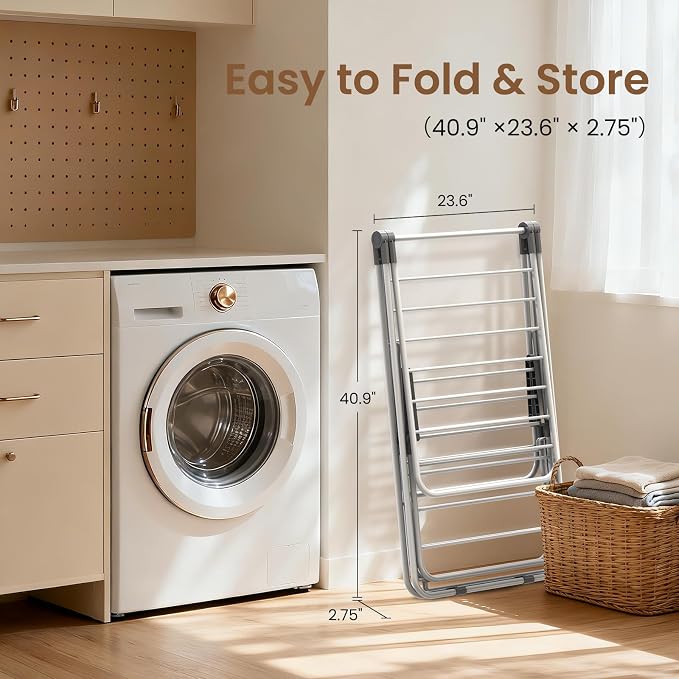 Clothes Drying Rack, 2-Tier Foldable Laundry Dryer Rack, Metal Height - Image 3