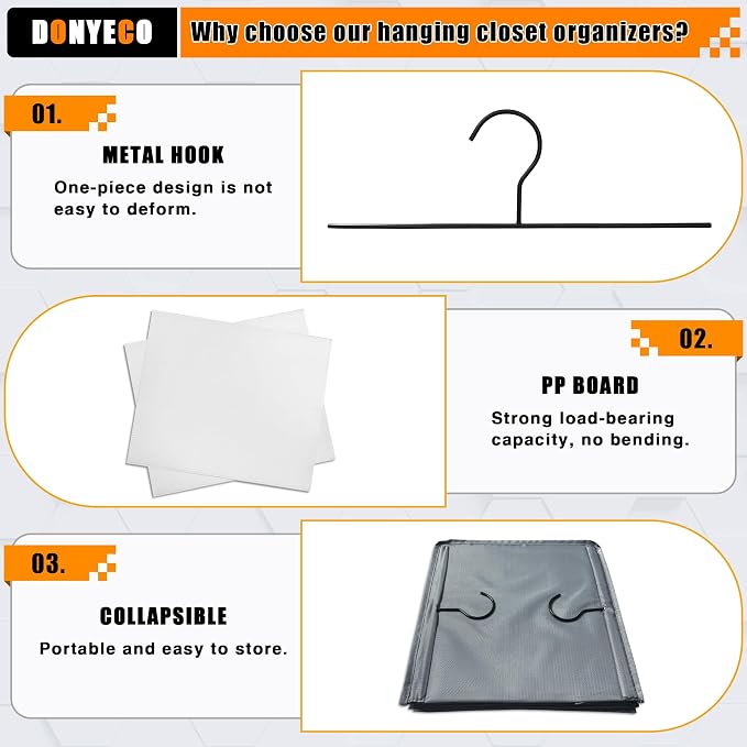 Hanging Closet Organizer 6-Shelf, Oxford Fabric Wardrobe Storage, shoes & - Image 7