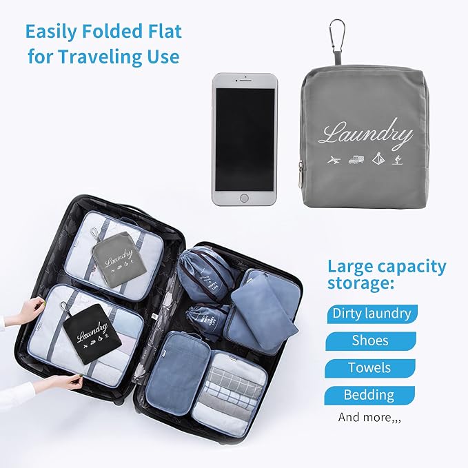 2 Pcs JHX Travel Laundry Bags, Dirty Clothes Organizer【Upgraded】with Handles - Image 6