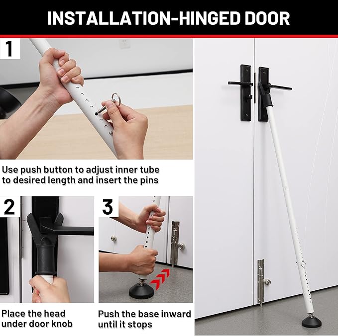 Door Security Bar 1 Pack, Heavy Duty Door Stoppers, 20-51 inch Adjustable | - Image 6