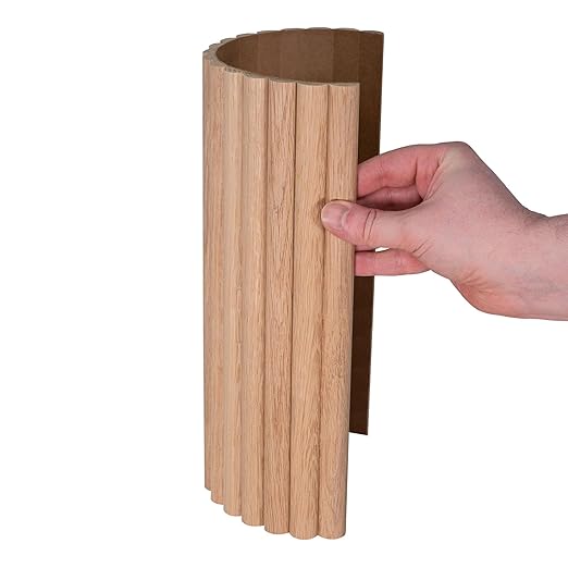 OUTWATER 1' x 4' Solid White Oak Flexible Tambour Sheet with 3/4" Half Round Slats, Unfinished & Flexible