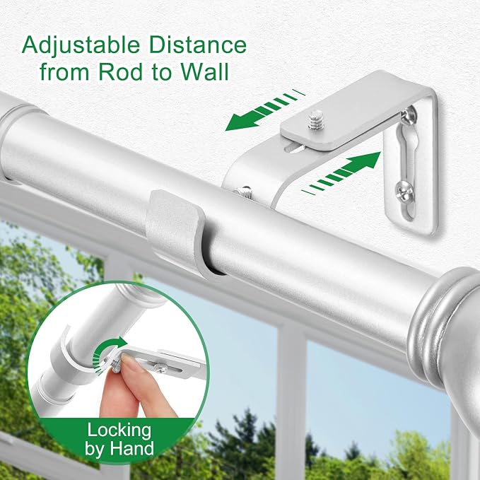 LLPJS Curtain Rod Bracket Adjustable, Drapery Rod Holder Hooks Support Hangers - Image 3