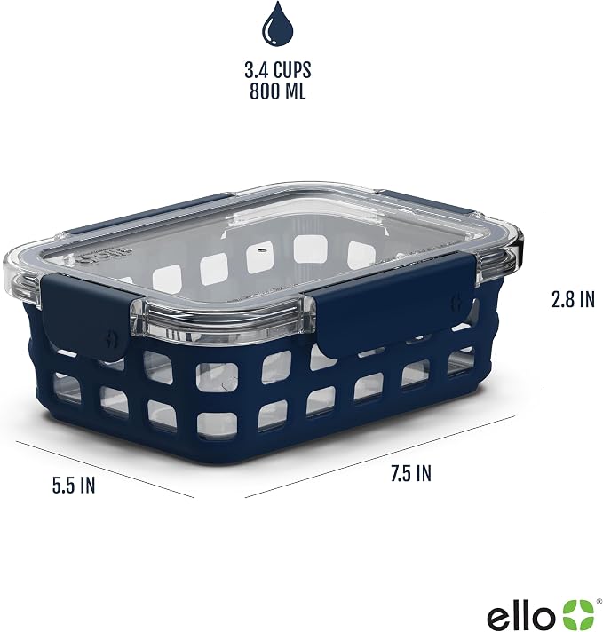 Ello Duraglass 3.4 Cup Glass Meal Prep Containers, 3 Pack, Mixed Berry | Glass - Image 3