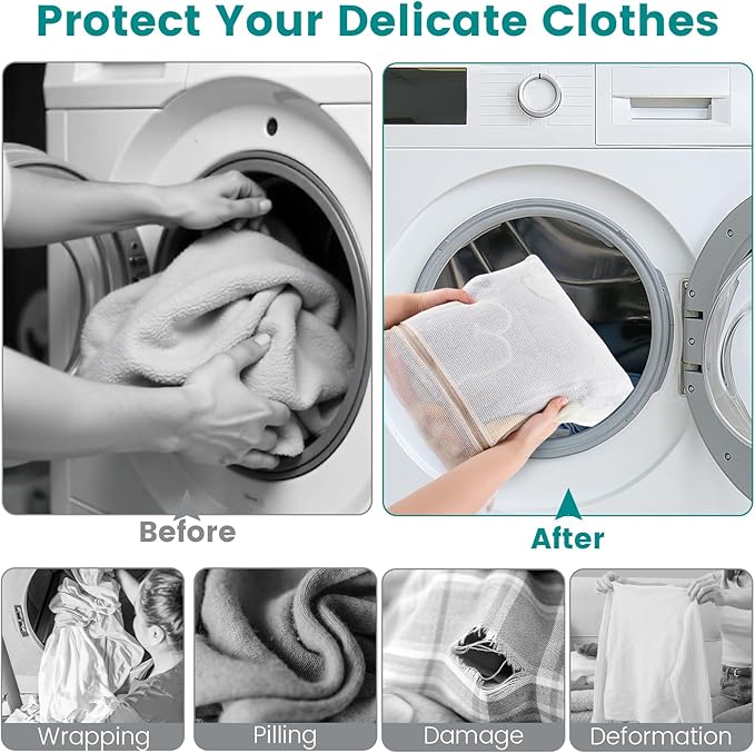 Dntorx 6 Pack Durable Cotton Mesh Laundry Bags - Image 5