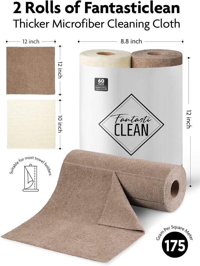 Fantasticlean Microfiber Cleaning Cloth Roll- 60 Sheets, Tear-away Microfiber - Image 7