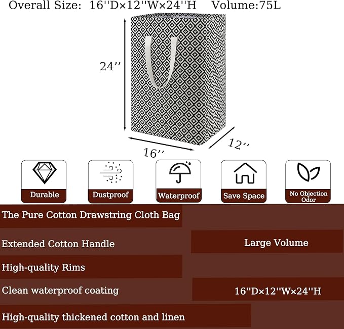 Waterproof Laundry Hamper Collapsible Laundry Basket Leather Handle Laundry Bag - Image 2