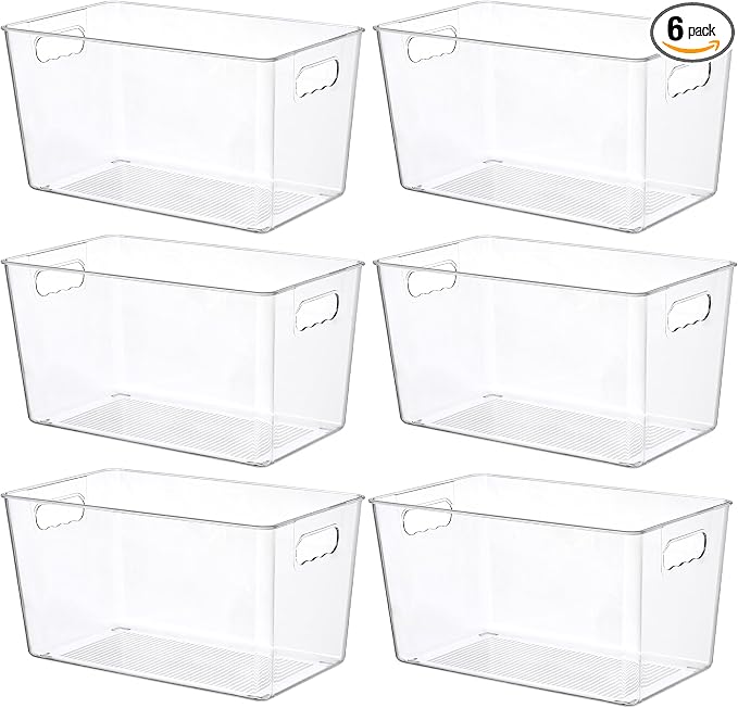 Vtopmart 6 Pack Clear Storage Bins, Pantry Storage Bins by Vtopmart