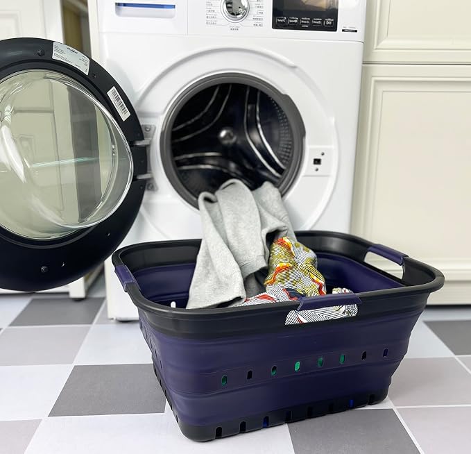 SAMMART 42 Collapsible Plastic Laundry Basket, Foldable Pop Up Storage - Image 2